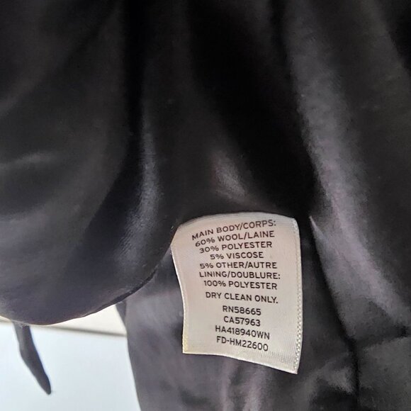 Halogen Size 16W Black Long Wool Blend Single Breasted Button Up Coat 38 Inch - Picture 7 of 11